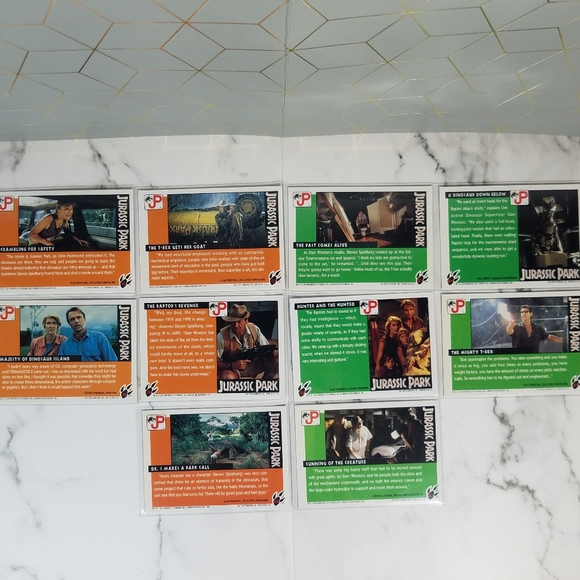 Vintage JP Topps Trading Cards Lot of 10 Jurassic Park Movie Cards Lot #1 - Picture 7 of 13